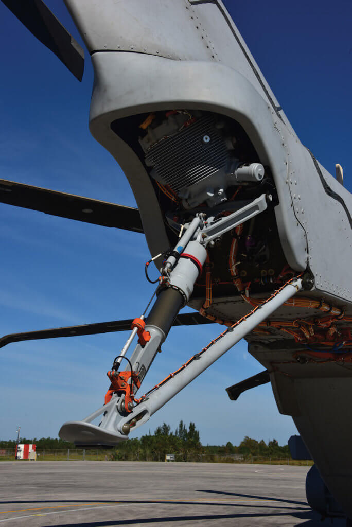 The tail of the CH-53K features an energy-absorbing strut.