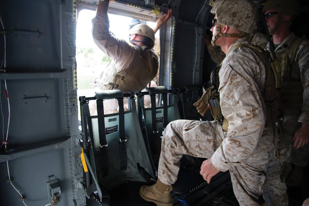 The CH-53K's windows have been enlarged to permit easier exit in an emergency, and its troop seats are fully crashworthy. Sikorsky Photo