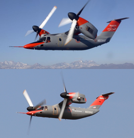 The accident aircraft is shown both before (top) and after rear fuselage and tail fin enhancements that were designed to improve performance. The accident flight was the first time the modified aircraft achieved a maximum dive speed of 293 knots. Leonardo Helicopters Photos