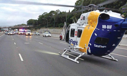  “When you see pictures of us landed in a cul-de-sac or on the highway it’s because more than likely there was no other more suitable location to land at — it was the best choice,” said pilot John Hoad. CareFlight Photo