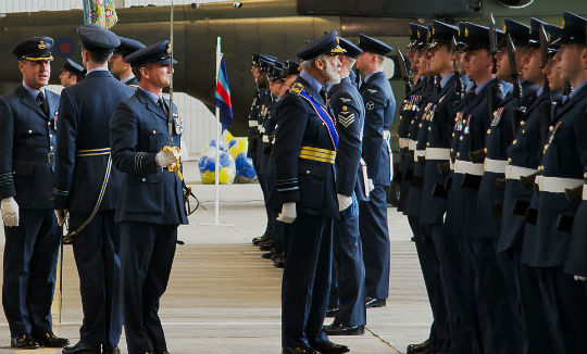 Prince Michael of Kent reviewed the parade of 90 members of 28 Squadron. 