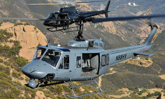 Studio Wings’ “picture” aircraft include two high-powered helicopters — an Airbus Helicopters AS350 B3 and an Eagle Single. The latter is a single-engine version of the Bell 212, powered by the Honeywell T53-17B. Photos by Skip Robinson