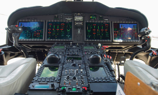 The flight deck of the AW189 shares a common cockpit layout with the AW139 and offers technology that enhances efficiency and pilot situational awareness. Dan Megna Photo