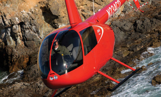The only exterior difference between the Robinson R44 Cadet and the R44 Raven is a smaller rear tinted window, but the Cadet also has a derated engine, a lighter gross weight, and seating for only two people. Skip Robinson Photos