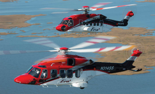 The AW189 (foreground) and the Sikorsky S-92, which entered service in October 2015, illustrate Era's commitment to providing customers with alternative solutions to their transportation needs. Dan Megna Photo