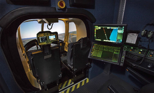 Simulators, such as the 407GX full flight simulator (FFS) shown here, are playing a much larger role in the training programs at the Bell Helicopter Training Academy. Guy R. Maher Photo