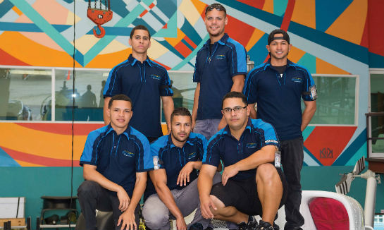 Billy Roldan (back row, right) and his team provide the avionics integration talent.