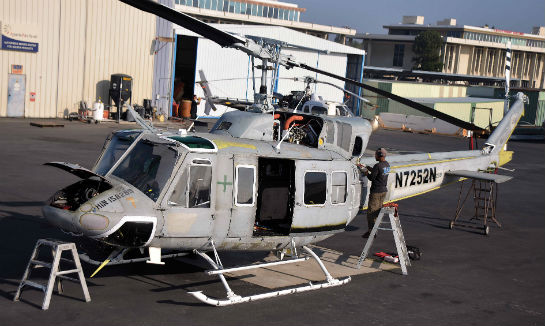 One of the ex-U.S. Marine Corps UH-1Ns that RSI is overhauling for U.S. Customs and Border Protection. DART supplied the landing gear and steps, quick access panels, and cabin door rollers for the aircraft.