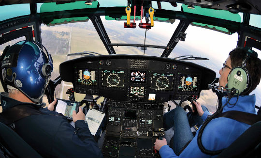 Airbus offers an electronic flight bag solution for the H215 called Helitab. Housed in a Panasonic Toughpad, it allows pilots to record, access, and manage data in a fully integrated digital format.