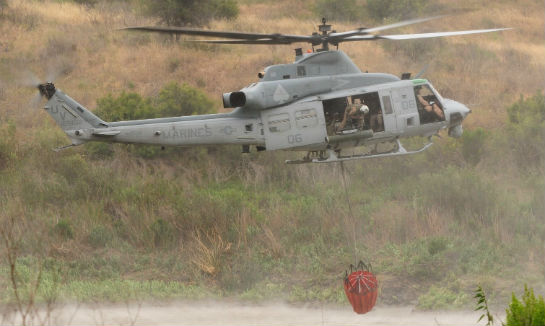 A Bell UH-1Y was one of the Marine aircraft taking part in the annual training exercise at Camp Pendleton.