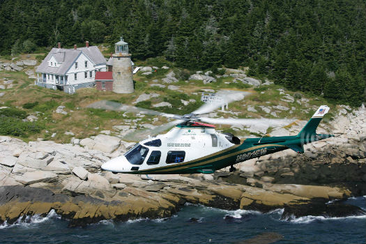 LifeFlight of Maine operates a medically sophisticated transport program using twin-engine, IFR-certified helicopters. Yet its average charges are only $10,000 to $13,000 per transport -- a fraction of what is commonly billed by community based providers flying single-engine VFR aircraft. Mike Reyno Photo