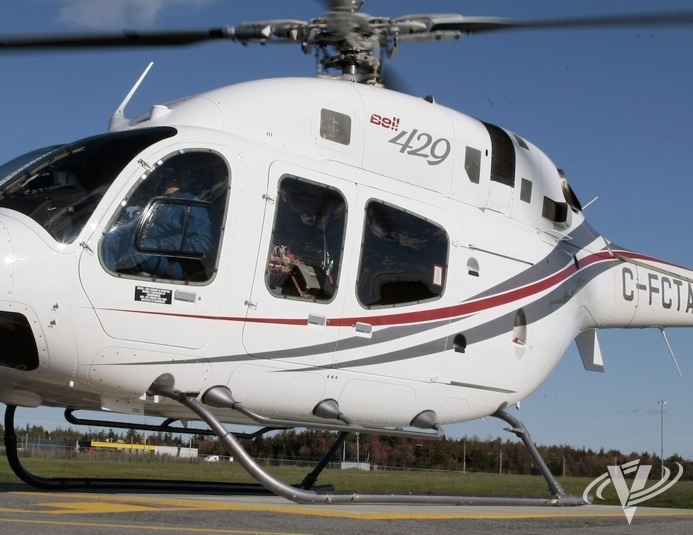 During initial flight testing, the Bell 429 was equipped with skid gear that Eurocopter say's was a patent infringement on its own sleigh-style skid gear that is on the EC120 and EC130.  Mike Reyno Photo