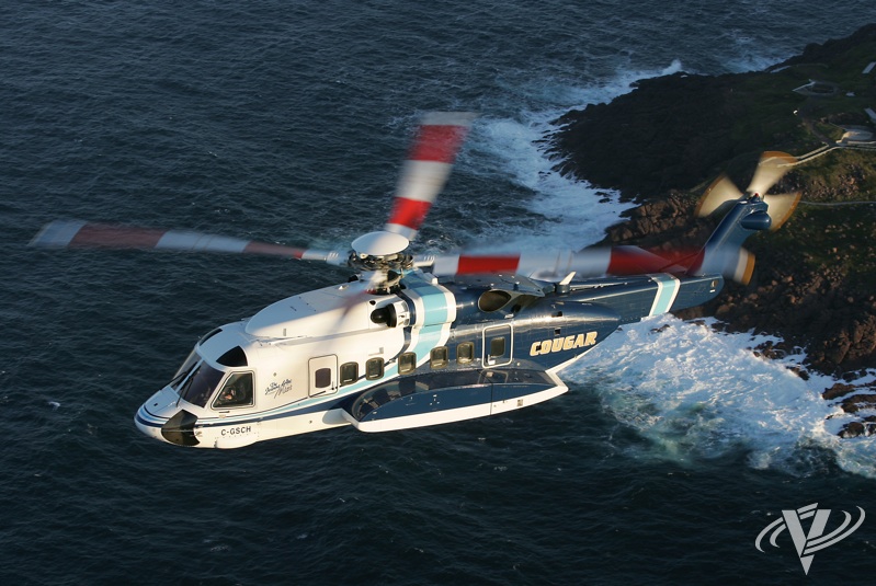 On 12 March 2009 a Cougar Helicopters Sikorsky S-92A on a flight to the Hibernia oil production platform had a total loss of oil in the transmission's main gear box. The flight crew descended to 800 feet and headed towards St. John's. Approximately 35 nautical miles from St. John's, during an attempted ditching,  the helicopter struck the water in a high rate of descent. One passenger survived with serious injuries and the other seventeen occupants of the helicopter died of drowning. Mike Reyno Photo