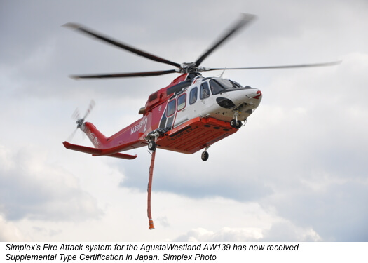 航空機・ヘリコプター u10081 Simplex receives Japanese STC for AW139 Fire Attack system