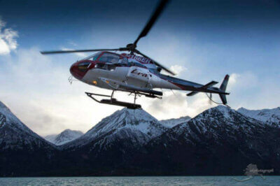 This ERA helicopter flies in Lake Clark
