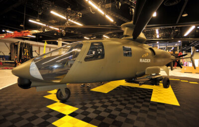 Sikorsky is displaying a mock-up of the S-97 Raider on its booth at Heli-Expo 2014.