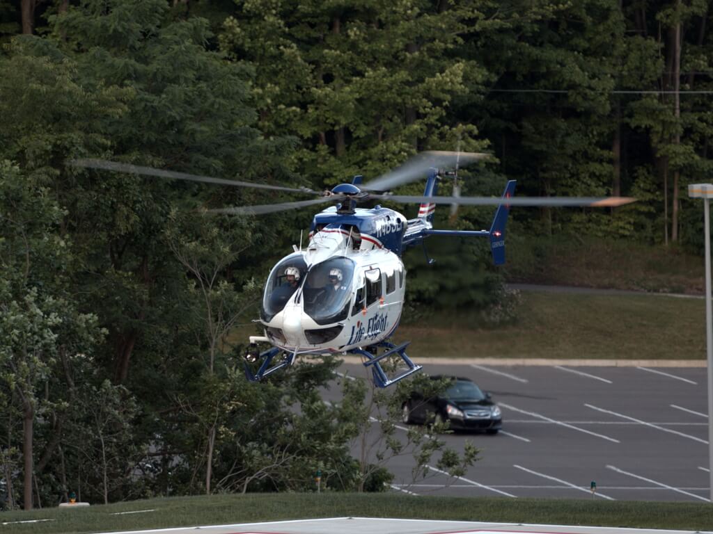 Geisinger Life Flight 3 departs Geisinger Medical Center in Danville