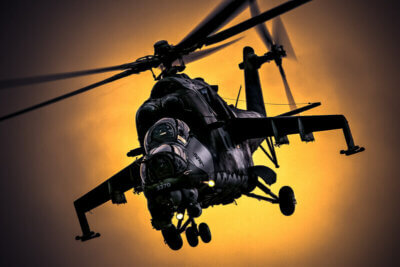 Czech Hind leaving the Dutch Gilze Rijen Airshow in 2010.