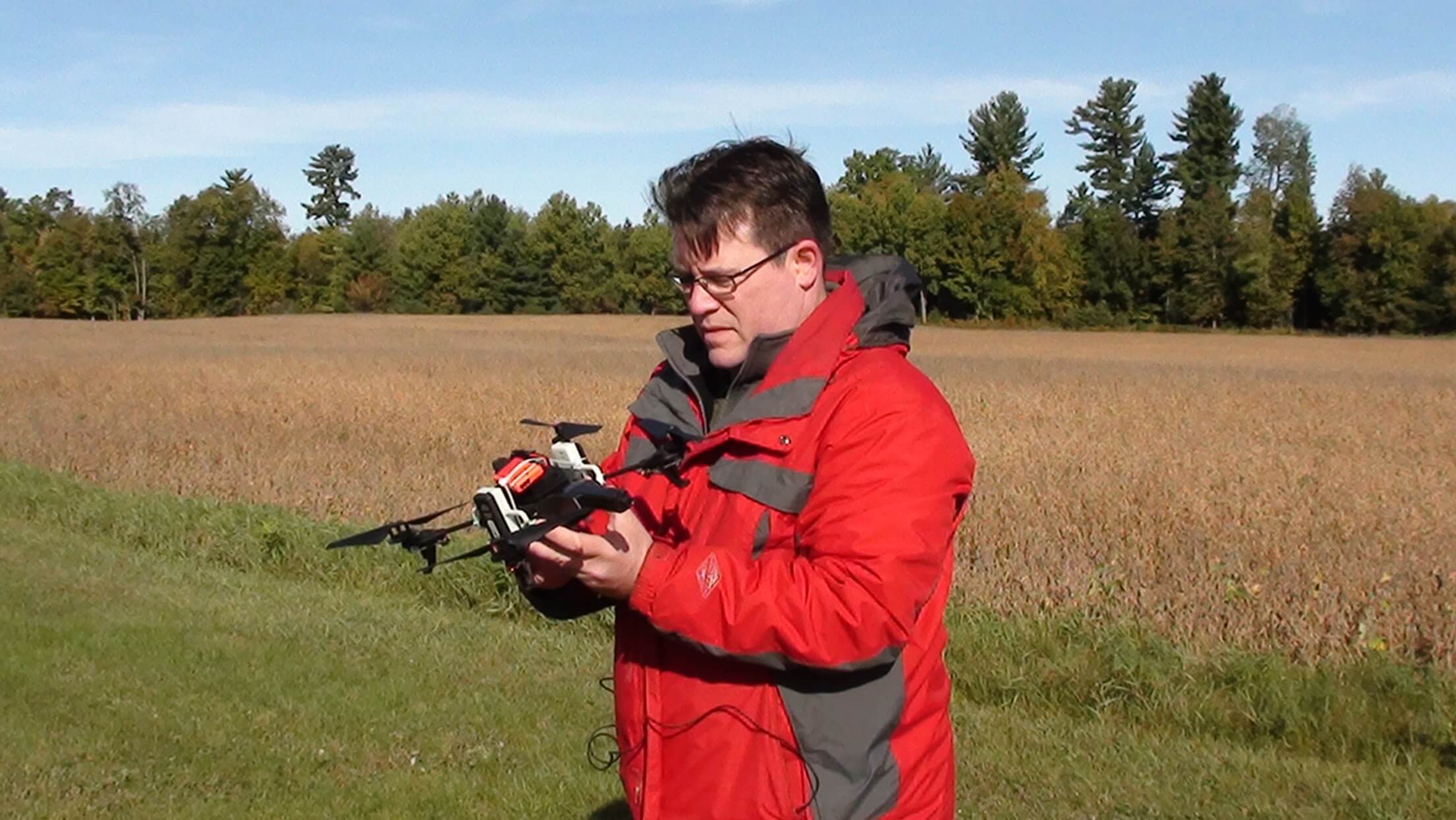 Jeremy Laliberte holding a UAV