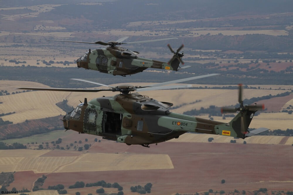 Two NH90 helicopters in flight