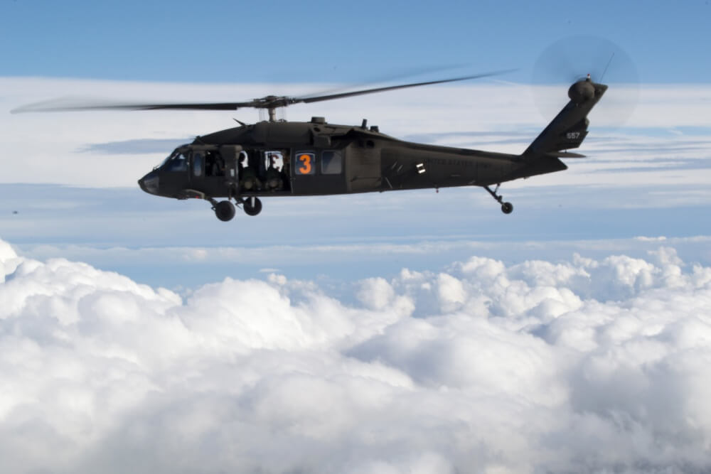 One of the four UH-60L Black Hawk supported by the Army National Guard Helicopter task force