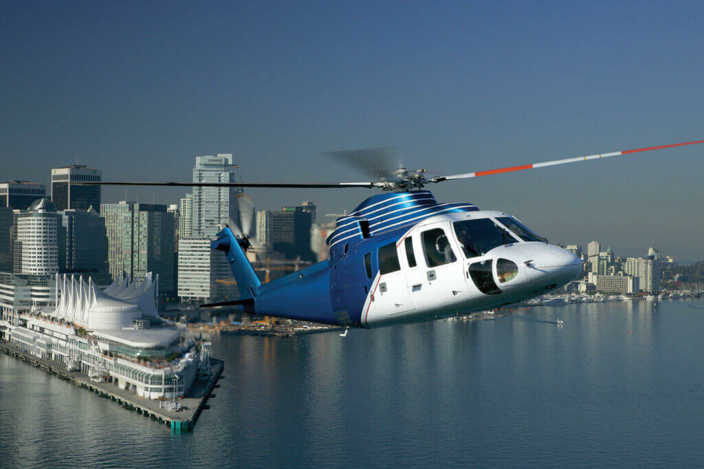 Helicopter in flight