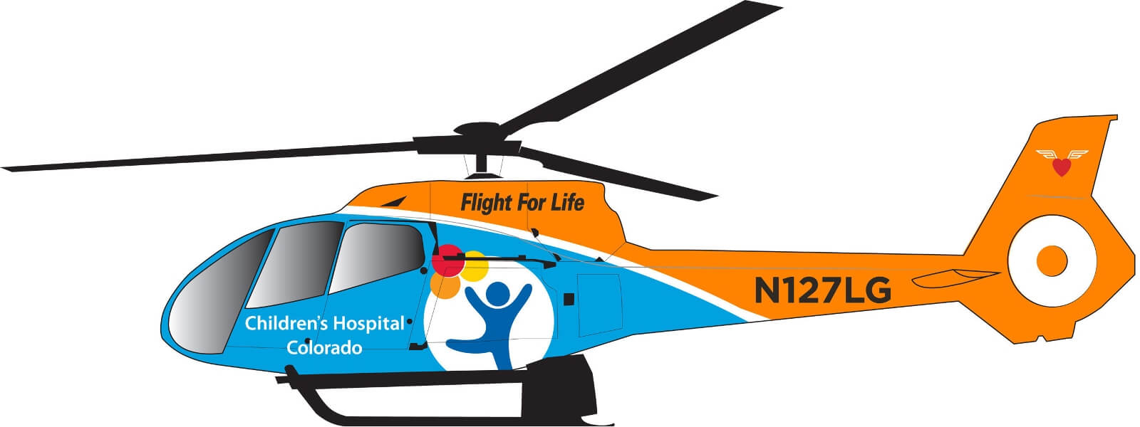 Illustration of Flight for Life Colorado helicopter.