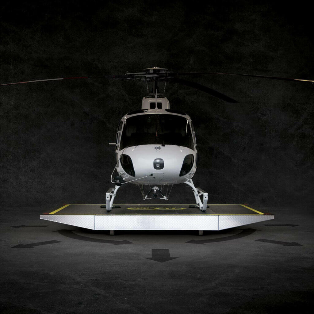 Helicopter sitting on Heliwagon