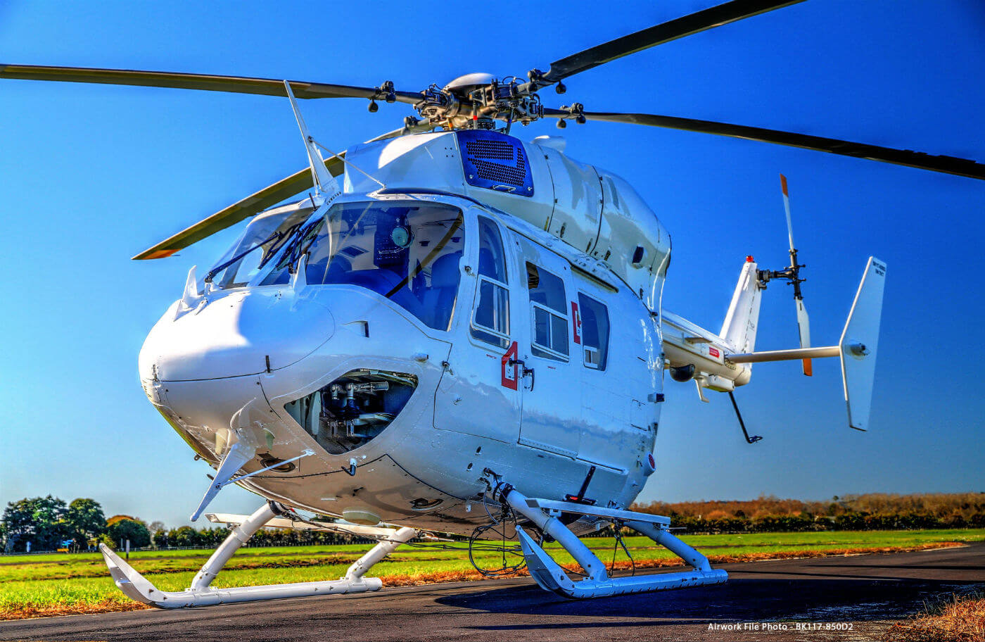 The BK117‐850D2 offers the operator an economical way to meet Category A/Class 1 requirements while dramatically enhancing the performance, safety and capabilities of the helicopter for the benefit of the operator, crew and its clients. Airwork Photo