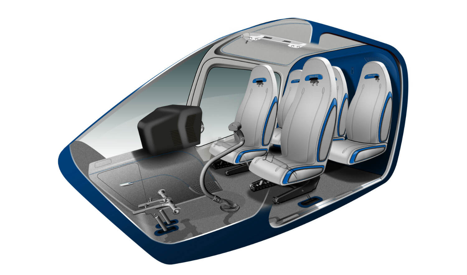A rendering of the luxury interior for the Bell 505 Jet Ranger X.