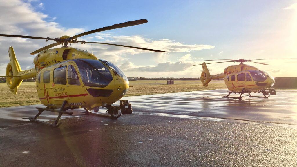 EAAA was the first air ambulance charity to get approval for night helicopter emergency medical service operations and for the last six years has planned to provide a doctor and critical care paramedic team on every shift. EAAA Photo