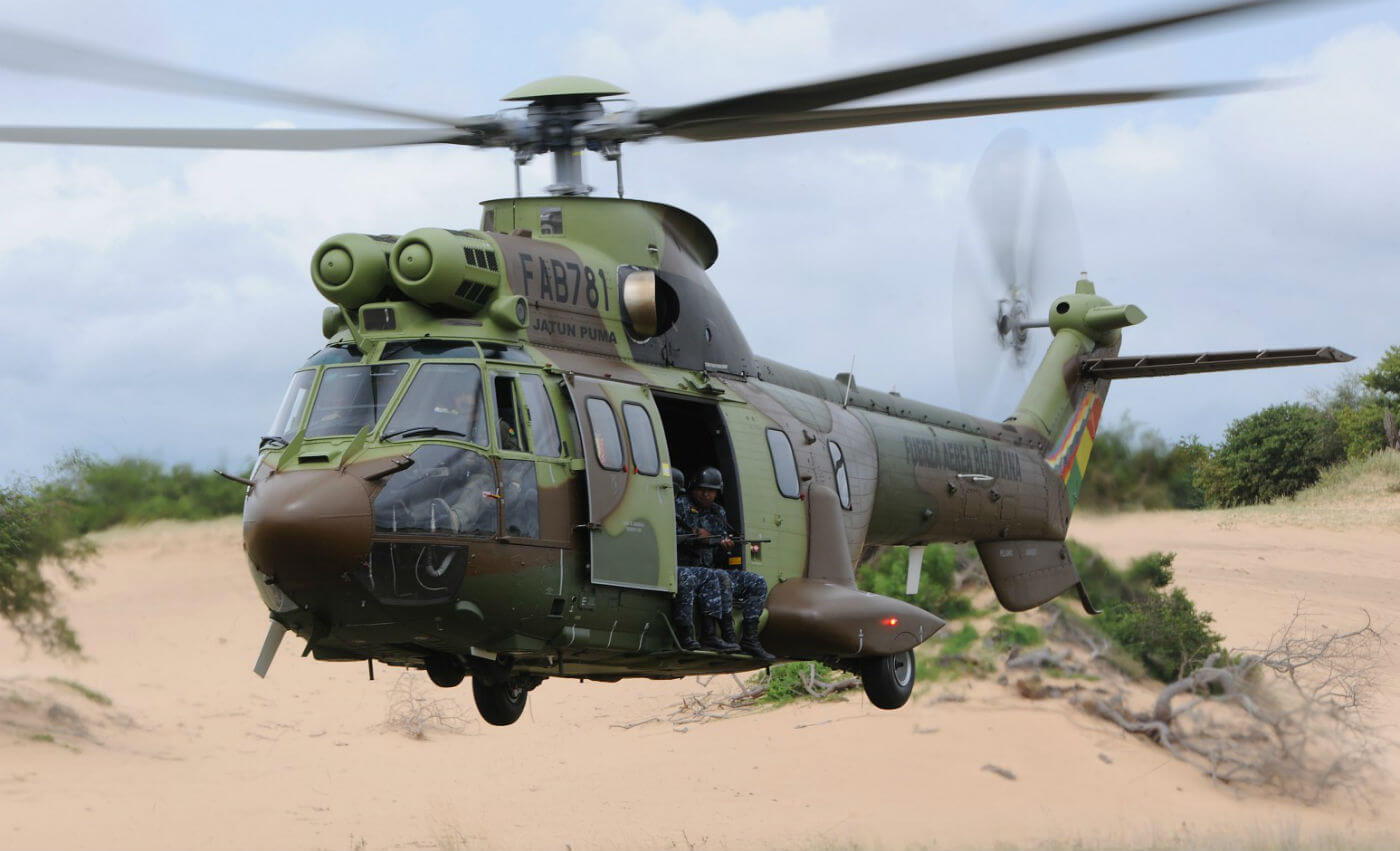 Since the Bolivian Government put six Super Puma H215 heavy helicopters on the front lines, the number of hectares used to grow coca in Bolivia has dropped. Airbus Photos