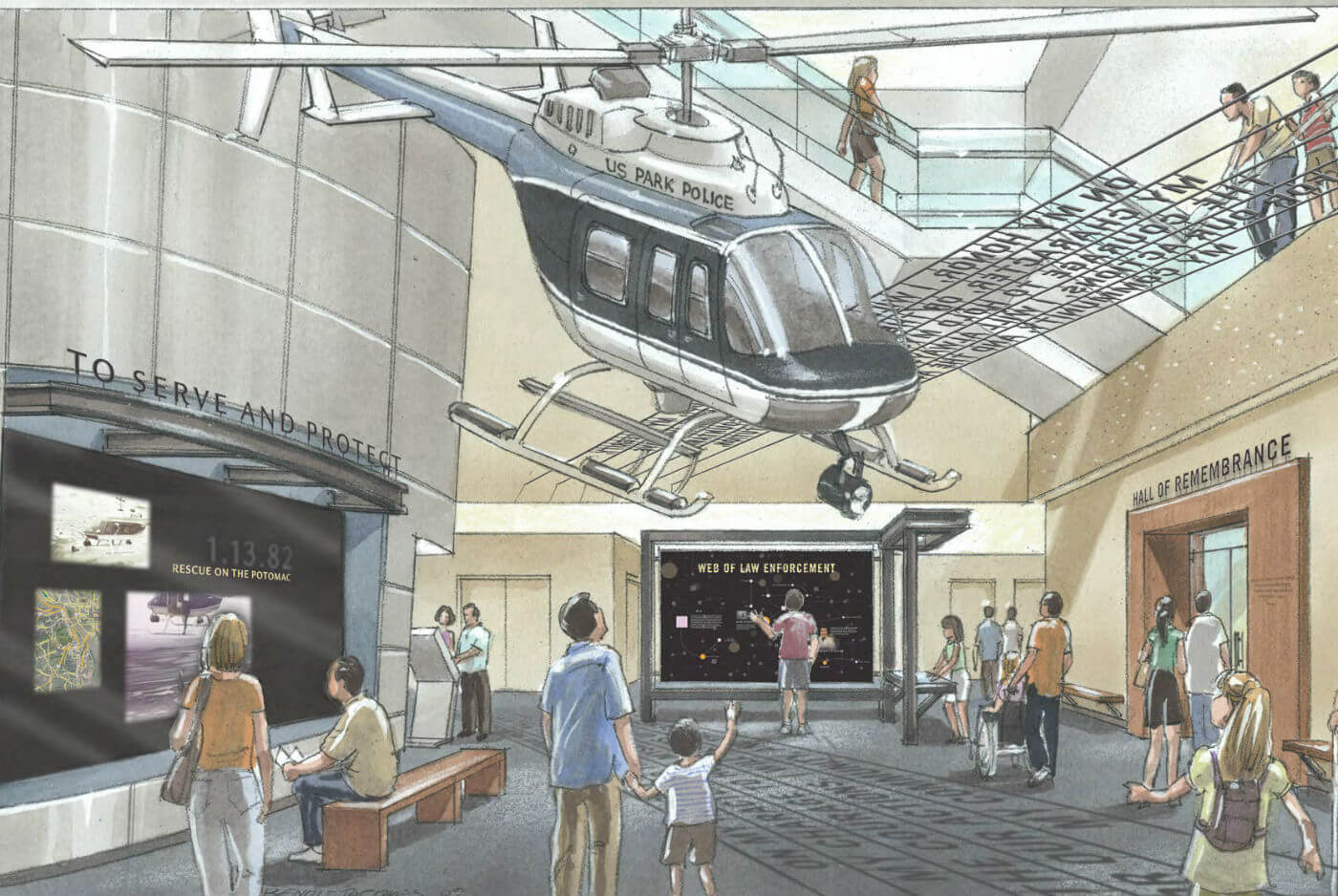 More than 35 years later, the National Law Enforcement Museum was able to bring Eagle One back to Washington, after a restoration at Arrow Aviation’s facility in Broussard, Louisiana. Rendering courtesy of Arrow Aviation