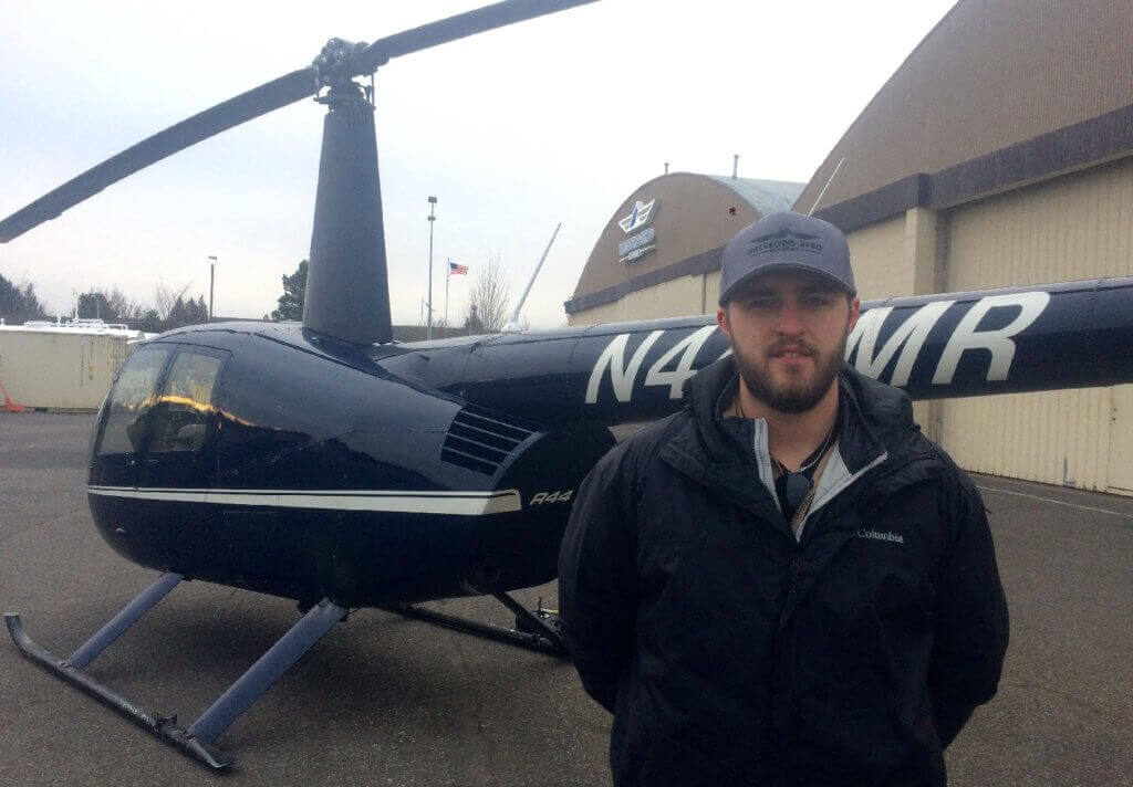 Trent Vick's interest in aviation was sparked by a 2008 presentation on medical careers that included a fly-in by a helicopter air ambulance out of Missoula, Montana. HAI Photo