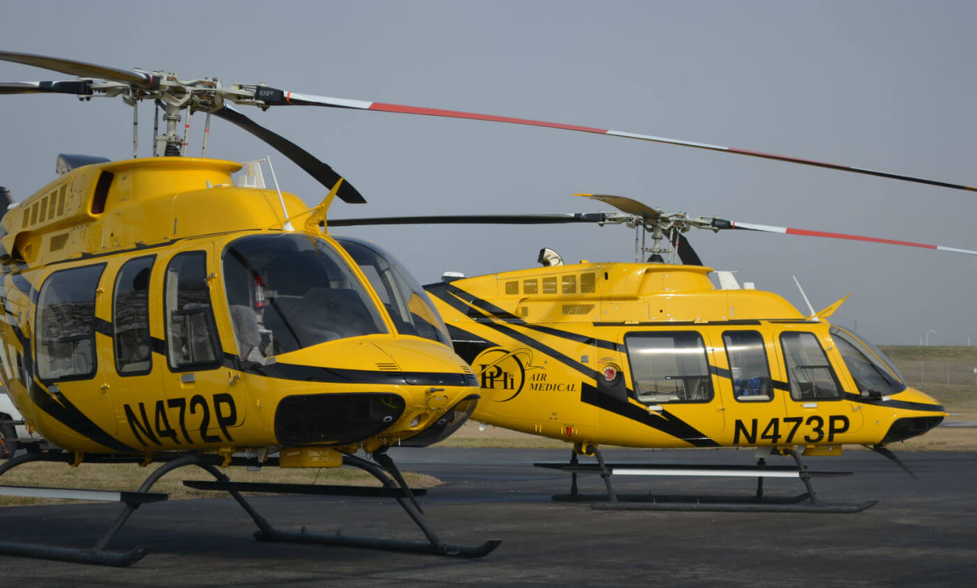 PHI Air Medical recently took delivery of its first two EMS-configured Bell 407GXs helicopters. Wysong Photo