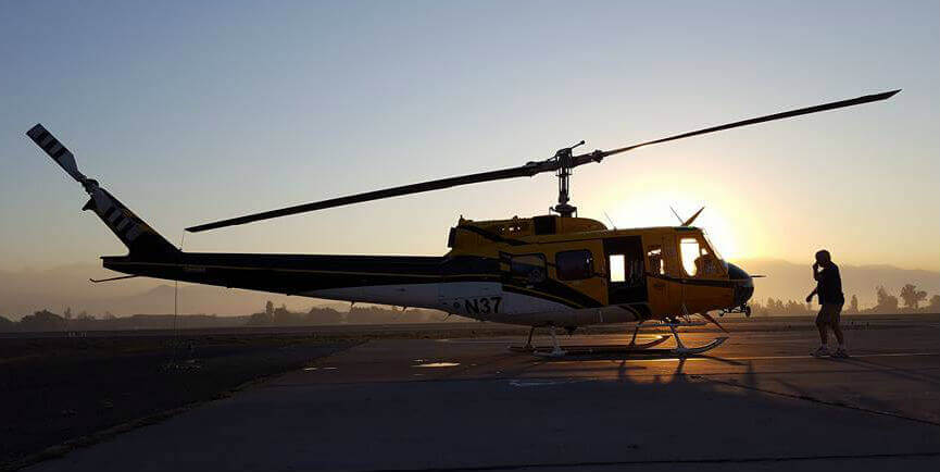Helicopter Express has three modified Bell 205A-1 helicopters, as well as a Kaman K-MAX, conducting firefighting operations in Chile. Helicopter Express Photo