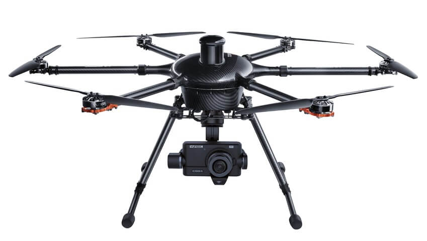The enhanced six-rotor H920 Plus sUAS now includes mission task modes and waypoints, refined ST16 pro ground station with aerial maps, quick-disconnect propellers and support for multiple camera platforms. Yuneec Photo