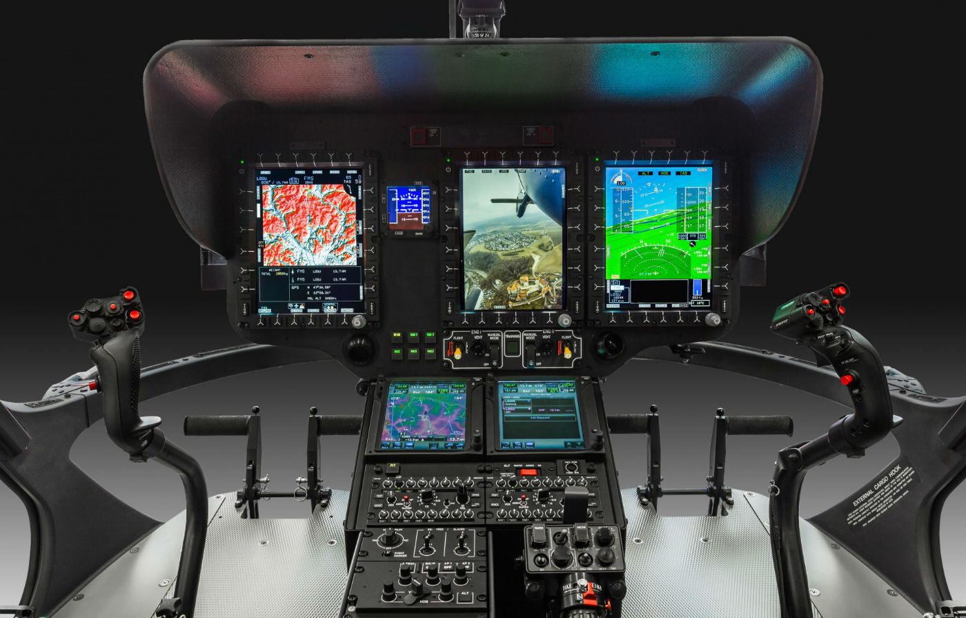 The Airbus developed Helionix system, an advanced avionics suite that increases mission flexibility and enhances flight safety, will be standard equipment on new production H135s. Airbus Photo