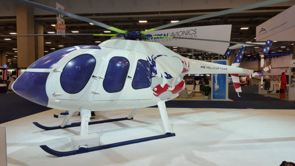 MD 6XX rests on show floor at Heli-Expo