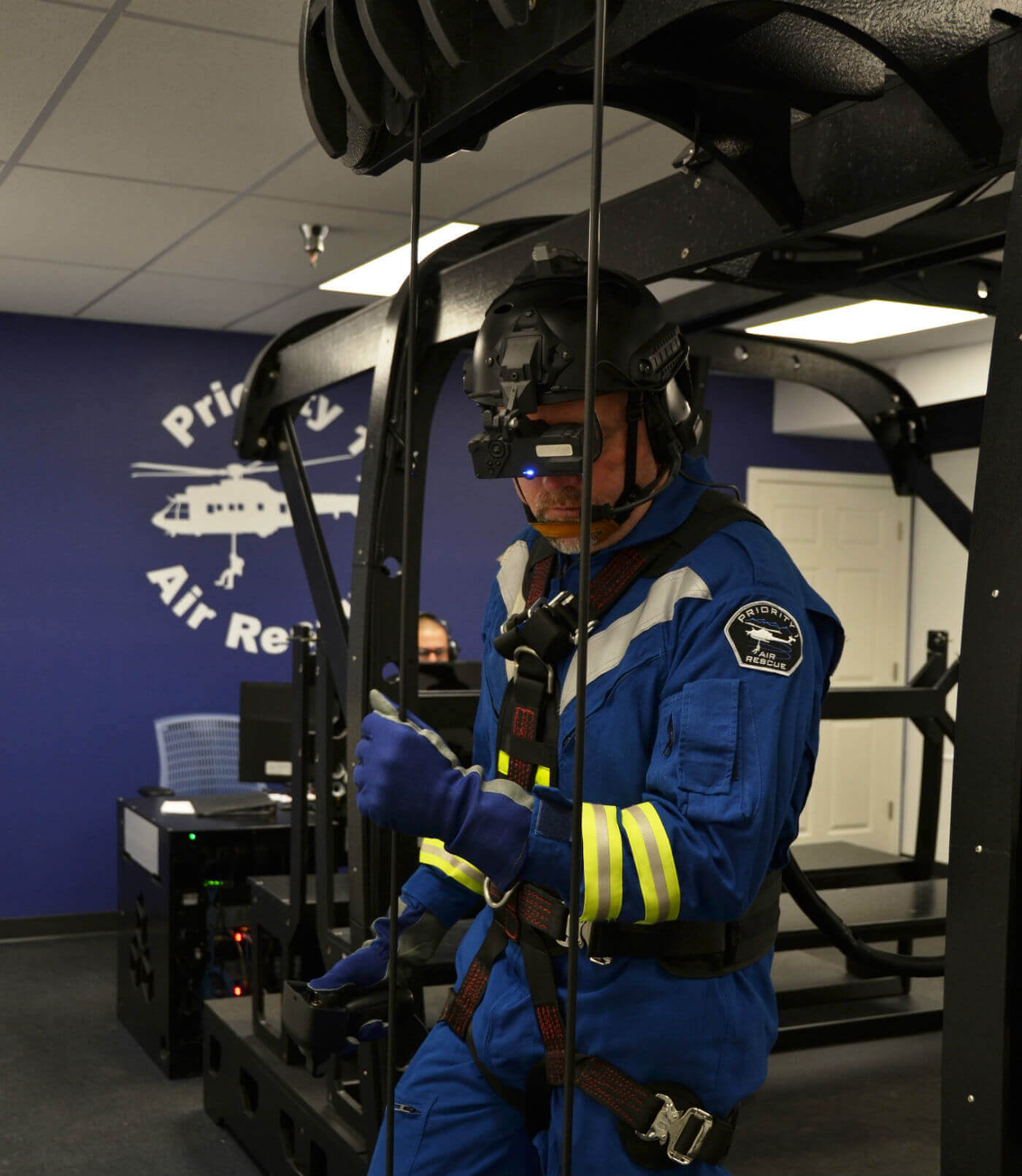 P1AR created this smaller transportable version of its virtual hoist simulator specifically for Heli-Expo 2017, to present its advanced mission training capabilities and provide a compact replica of the synthetic devices that are currently employed at Search and Rescue Tactical Training Academies located in Mesa, Arizona, and Nimes-Garons, France. P1AR Photo