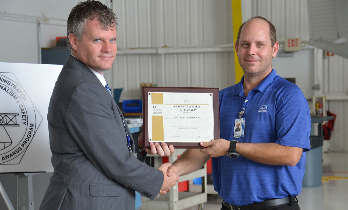 The Aviation Maintenance Technicians (AMT) awards program was developed by the FAA to encourage technicians and employers to receive or promote initial and recurring maintenance training. Southeast Aerospace Photo
