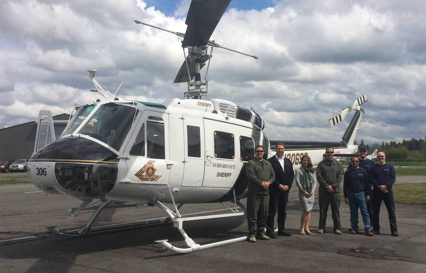 Developed as a cost-effective means of enhancing the performance of the enduring UH-1H platform, the UH-1H3 “hot, high, heavy” upgrade offers operators a portfolio of technical solutions with which to customize the Huey to their specific requirements. Pictured here: Capt Jeff Rose and Lt Al Daniel of the SBCSD and the Vector team in Langley, British Columbia. Vector Photo