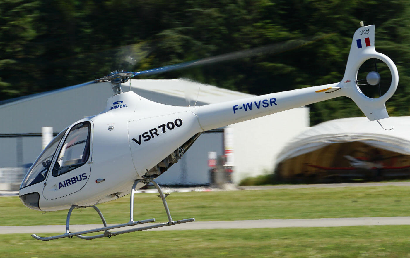 A light military rotary-wing tactical unmanned aerial vehicle, the VSR700 is being developed jointly by Airbus Helicopters and Helicopteres Guimbal, the original manufacturer of the civil-certified Cabri G2 helicopter from which the VSR700 is derived. Airbus Photo