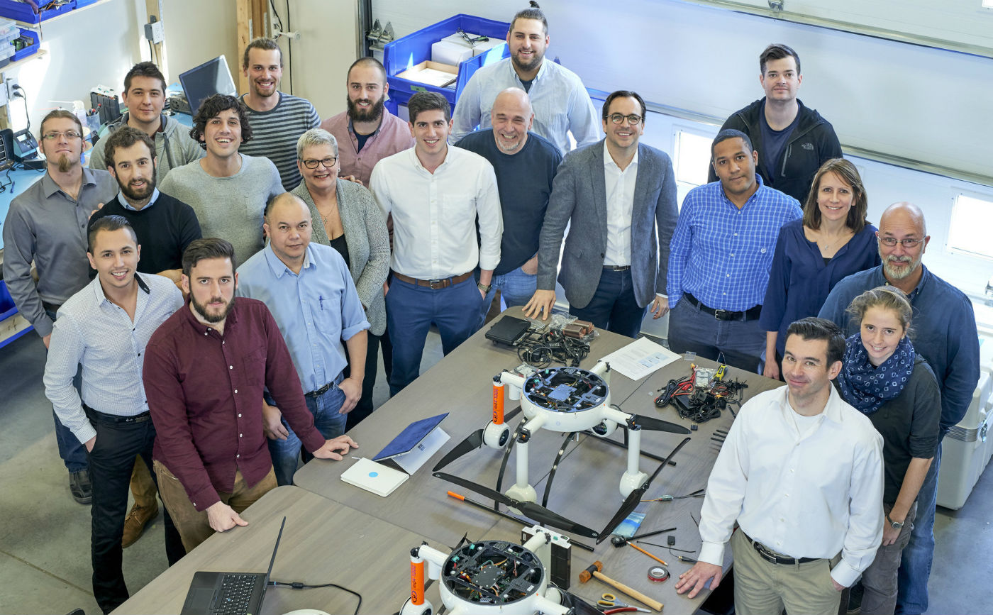 The Microdrones team in Vaudreuil-Dorion, Quebec. Microdrones also has offices in Siegen, Germany and Rome, New York – as well as representatives around the world. Microdrones Photo