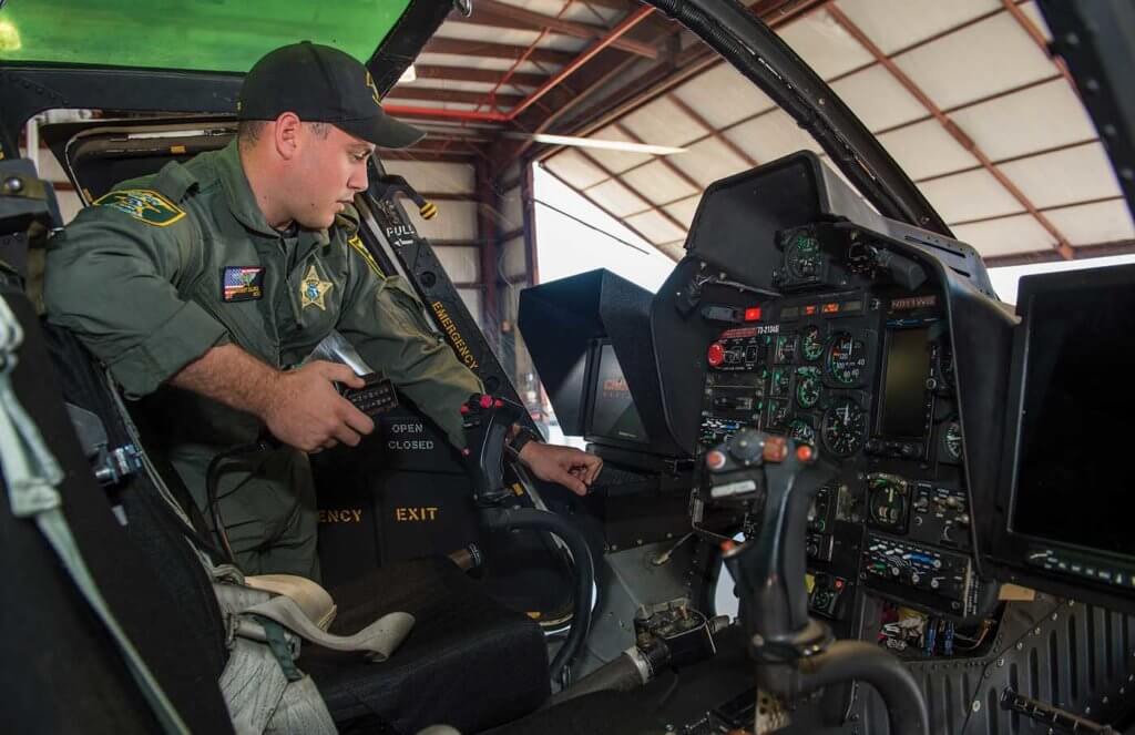 TFO Deputy Robert Calarco performing a preflight of the EO/IR imager prior to shift.