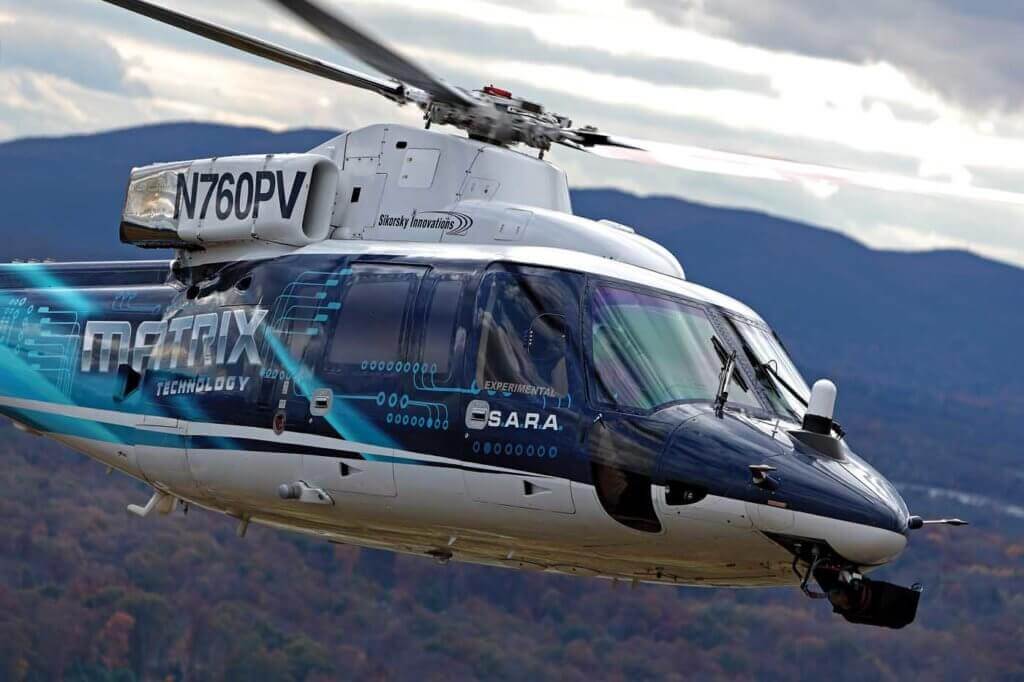 Sikorsky has been developing its Matrix Technology autonomy kit in SARA, an S-76 retrofitted with fly-by-wire flight controls. According to Sikorsky director of autonomous programs Igor Cherepinsky, the larger platform has been helpful in accommodating the supercomputer in the back of the aircraft: