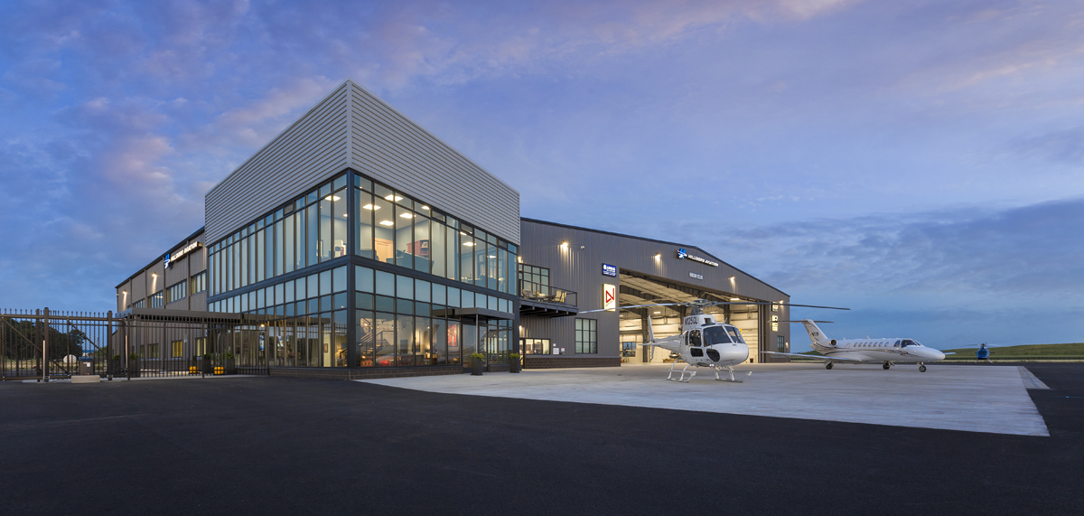 Hillsboro Aviation's award-winning hangar is located at the Portland-Hillsboro Airport in Oregon. Hillsboro Aviation Photo