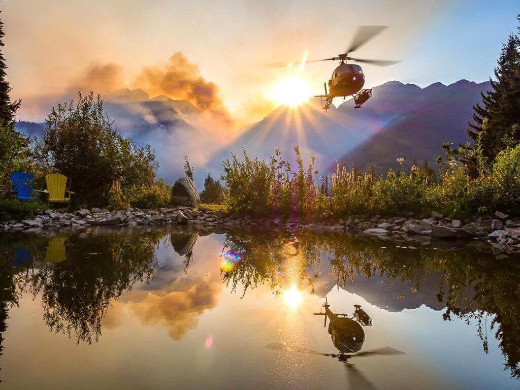 One of the many helicopters that was used to fight B.C. wildfires near Rogers Pass. Photo submitted by Instagram user @muriversum using hashtag #verticalmag