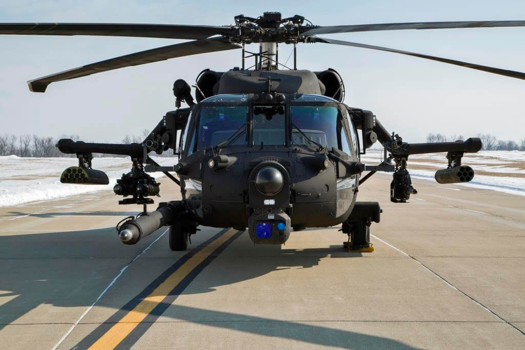 Nose-on view of Black Hawk Helicotper