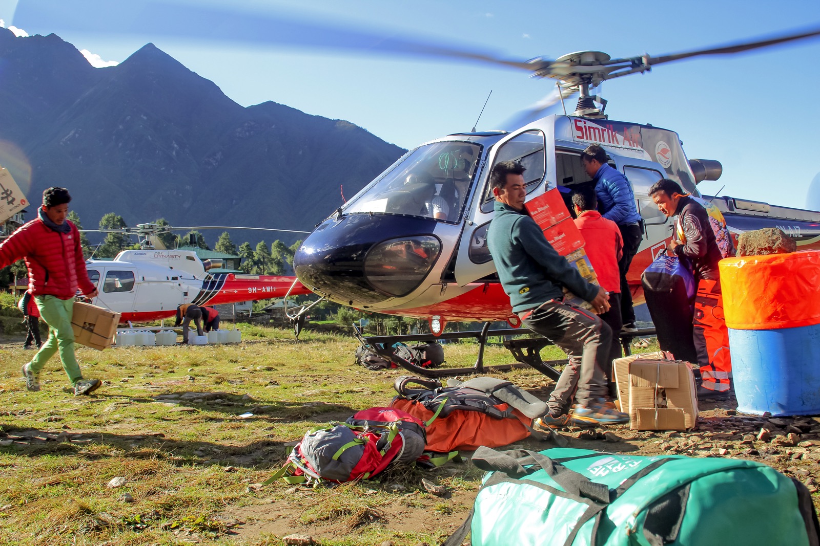 Lukla is the jumping-off point for most Everest climbing and trekking, and when the weather is good, its airport is a hub of activity. With no access by motorized ground vehicles, helicopters play a critical role in transporting cargo as well as people. Elan Head Photo